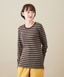 CUBE SUGAR（キューブシュガー）の「ショートスラブフライス ボーダー 長袖 クルーネック（Tシャツ/カットソー）」