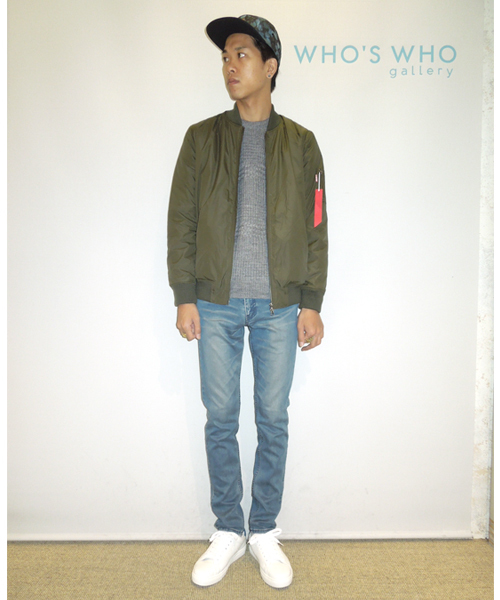 WHO'S WHO gallery(フーズフーギャラリー)の「【期間限定セール】【Em@//ONE】デュスポMA-1(ブルゾン・メンズ・ブラック/ネイビー/カーキ/マスタード/ブルー・SMALL/MEDIUM/LARGE)」の18枚目の写真