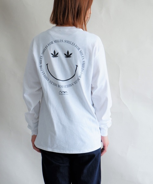 MANASTASH(マナスタッシュ)の「MANASTASH/マナスタッシュ W's LEAF SMILE L/S TEE ウィメンズ リーフスマイル ロンT(Tシャツ/カットソー・レディース・ホワイト/サンドベージュ/ブラック・MEDIUM)」の8枚目の写真
