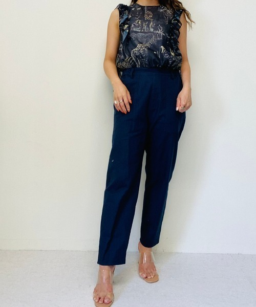 DOLLUPOOPS（ドールアップウップス）の「サファリプリント使いフリルスリーブロンパース（つなぎ/オールインワン・レディース・ブラック/オフホワイト・38）」の7枚目の写真