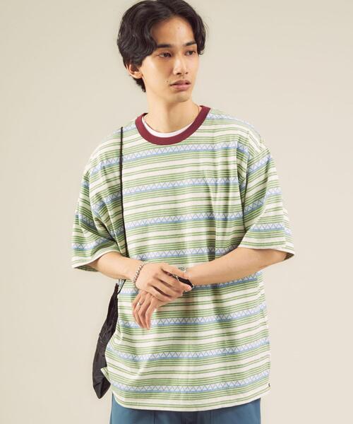 [ ] ボーダージャカードリラックスTシャツ★大人気★ green label relaxing（グリーンレーベルリラクシング）の