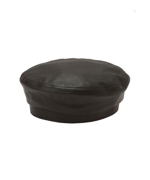 MERCURYDUO（マーキュリーデュオ）の「フェイクレザーベレー（ハンチング/ベレー帽・レディース・ベージュ/ブラウン・FREE）」の2枚目の写真