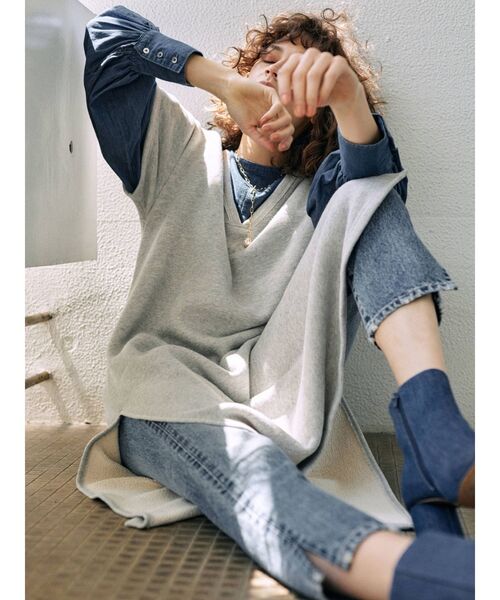 Ungrid（アングリッド）の「スウェットカフタンワンピース（ワンピース・レディース・ライトグレー/チャコールグレー・FREE）」の3枚目の写真