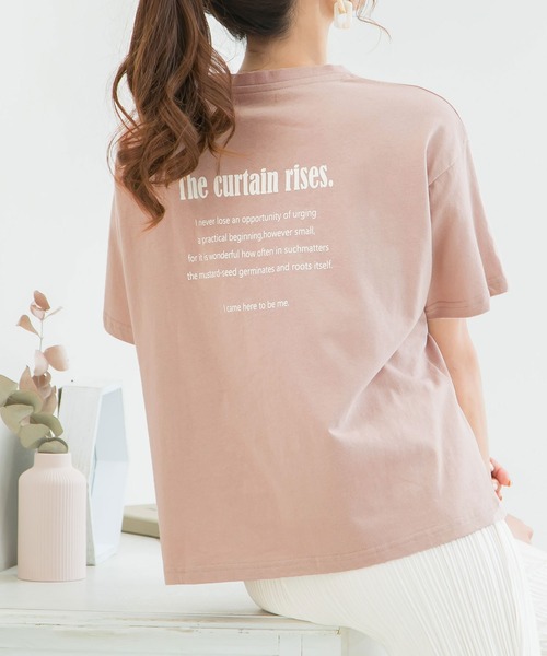 Newlyme（ニューリーミー）の「バックロゴTシャツ（Tシャツ/カットソー・レディース・ホワイト/ライトグレー/ブラック/ベージュ/ピンク/モカ/ホワイト×ブラック・MEDIUM/LARGE）」の5枚目の写真