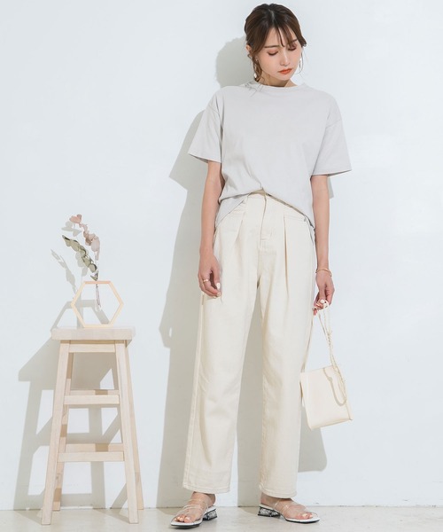 Newlyme（ニューリーミー）の「バックロゴTシャツ（Tシャツ/カットソー・レディース・ホワイト/ライトグレー/ブラック/ベージュ/ピンク/モカ/ホワイト×ブラック・MEDIUM/LARGE）」の16枚目の写真