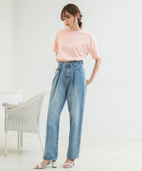 Newlyme（ニューリーミー）の「バックロゴTシャツ（Tシャツ/カットソー・レディース・ホワイト/ライトグレー/ブラック/ベージュ/ピンク/モカ/ホワイト×ブラック・MEDIUM/LARGE）」の18枚目の写真