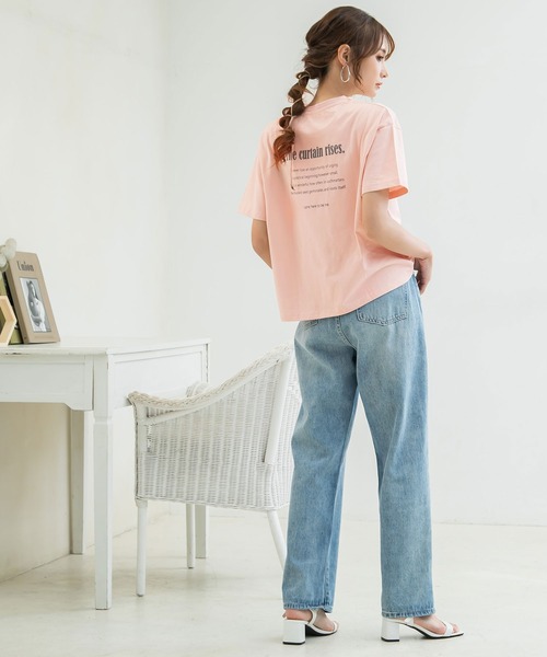 Newlyme（ニューリーミー）の「バックロゴTシャツ（Tシャツ/カットソー・レディース・ホワイト/ライトグレー/ブラック/ベージュ/ピンク/モカ/ホワイト×ブラック・MEDIUM/LARGE）」の19枚目の写真