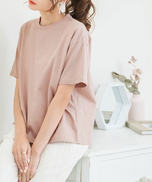 Newlyme（ニューリーミー）の「バックロゴTシャツ（Tシャツ/カットソー・レディース・ホワイト/ライトグレー/ブラック/ベージュ/ピンク/モカ/ホワイト×ブラック・MEDIUM/LARGE）」の20枚目の写真