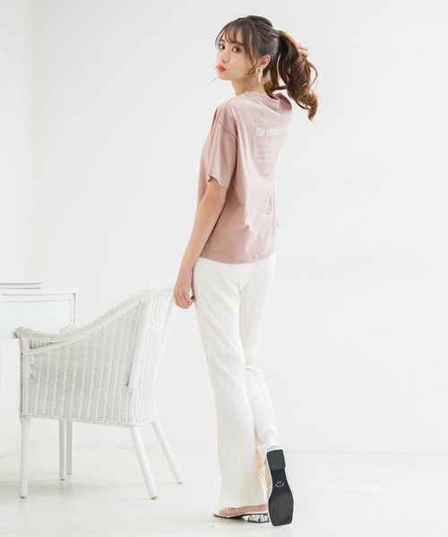 Newlyme（ニューリーミー）の「バックロゴTシャツ（Tシャツ/カットソー・レディース・ホワイト/ライトグレー/ブラック/ベージュ/ピンク/モカ/ホワイト×ブラック・MEDIUM/LARGE）」の21枚目の写真