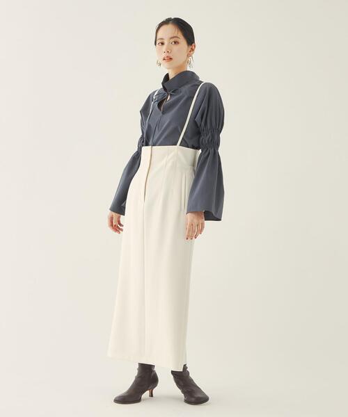 EMMEL REFINES（エメルリファインズ）の「＜EMMEL REFINES（エメル リファインズ）＞EM ストラップ付き ハイウエスト スカート（スカート・レディース・ブラック/オフホワイト・XS/S/M）」の15枚目の写真