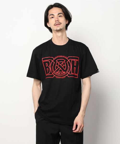 BOUNTY HUNTER（バウンティーハンター）の「BxH MOBIUS NIKO LOGO Tee（Tシャツ/カットソー・メンズ・ブラック×ホワイト/ブラック×レッド/ブラック×ブルー/ブラック×イエロー・MEDIUM/X-LARGE/XX-LARGE/LARGE）」の2枚目の写真