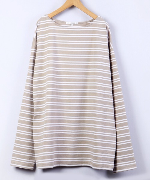 SUGGESTION(サジェッション)の「【SUGGESTION】ボートネックヘビーウエイトビックシルエットボーダーバスクシャツ(Tシャツ/カットソー・メンズ・ホワイト/ブラック/グリーン/グレイッシュベージュ・M/L)」の15枚目の写真