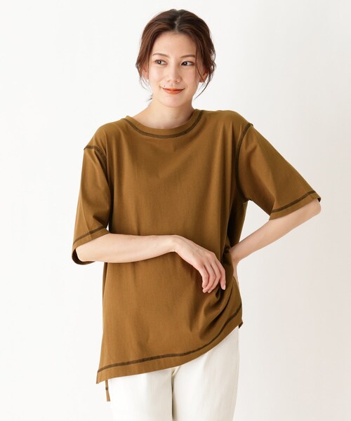 SHOO・LA・RUE（シューラルー）の「◆OE天竺スリットプルオーバー（Tシャツ/カットソー・レディース・オフホワイト/ダークブラウン/グレー系その他3/ブラック/ピンク系/ベージュ系2・02/03/04）」の4枚目の写真