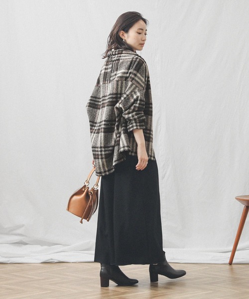 Gready Brilliant（グレディブリリアン）の「エアリーチェック/ミディガウン（ノーカラーコート・レディース・ブラウン/チャコール・FREE）」の20枚目の写真