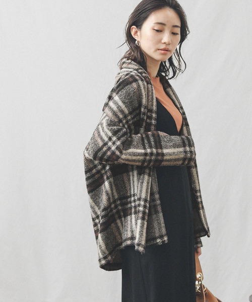 Gready Brilliant（グレディブリリアン）の「エアリーチェック/ミディガウン（ノーカラーコート・レディース・ブラウン/チャコール・FREE）」の21枚目の写真