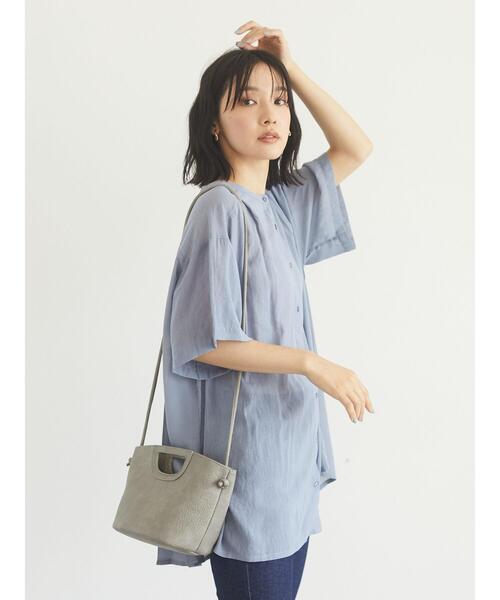 Green　Parks（グリーンパークス）の「5分袖 バックプリーツチュニック＊（シャツ/ブラウス・レディース・ブラック/ブルー・FREE）」の7枚目の写真