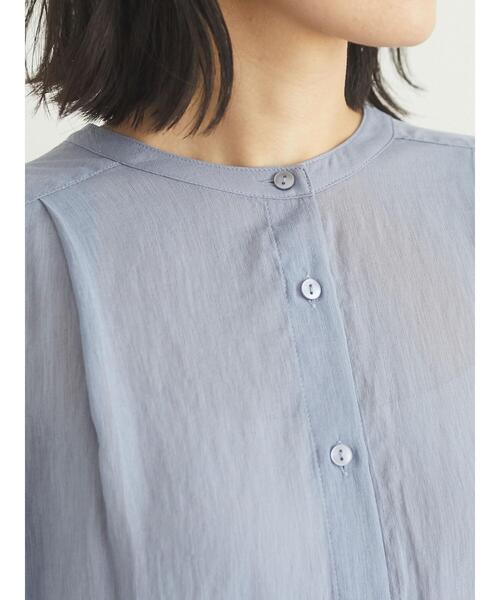 Green　Parks（グリーンパークス）の「5分袖 バックプリーツチュニック＊（シャツ/ブラウス・レディース・ブラック/ブルー・FREE）」の9枚目の写真