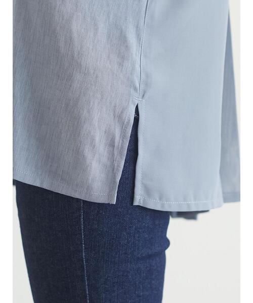 Green　Parks（グリーンパークス）の「5分袖 バックプリーツチュニック＊（シャツ/ブラウス・レディース・ブラック/ブルー・FREE）」の10枚目の写真