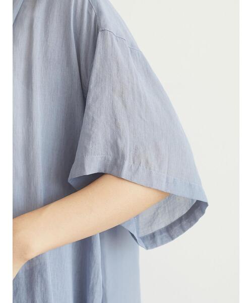 Green　Parks（グリーンパークス）の「5分袖 バックプリーツチュニック＊（シャツ/ブラウス・レディース・ブラック/ブルー・FREE）」の11枚目の写真