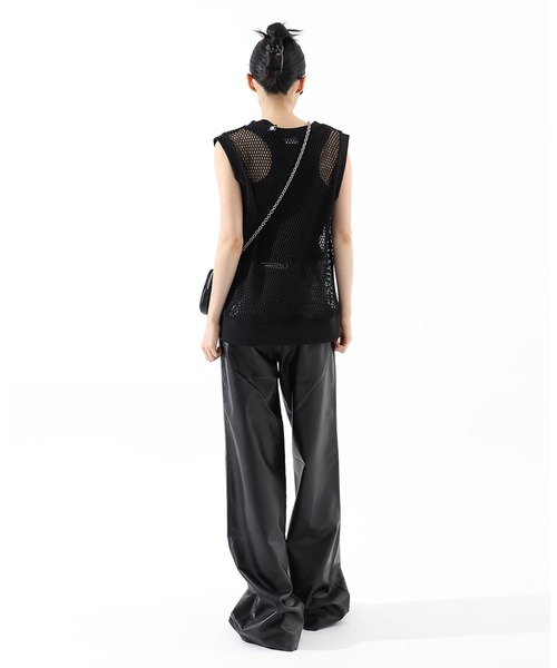 BASIC COTTON(ベーシックコットン)の「A'GEM/9 × .kom『BASIC COTTON/ベーシックコットン』UNISEX Mesh Vest/ベーシック ユニセックス メッシュ ベスト(ベスト・メンズ・ブラック・FREE)」の2枚目の写真