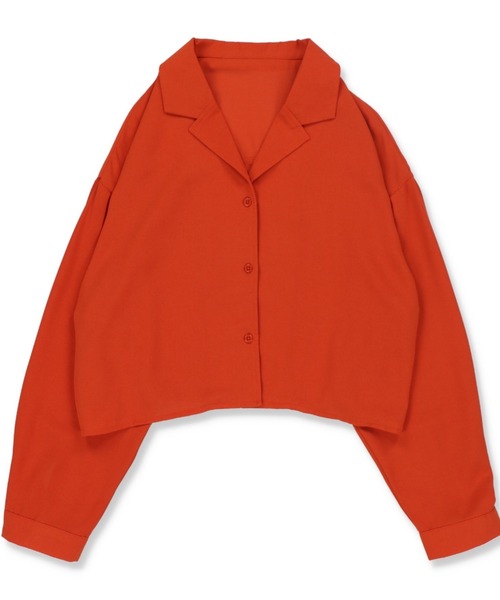 SPINNS（スピンズ）の「ショート丈開襟シャツ（シャツ/ブラウス・レディース・ブラック/ダークグリーン/オレンジ/ダークブルー/グレイッシュベージュ・ONESIZE）」の5枚目の写真