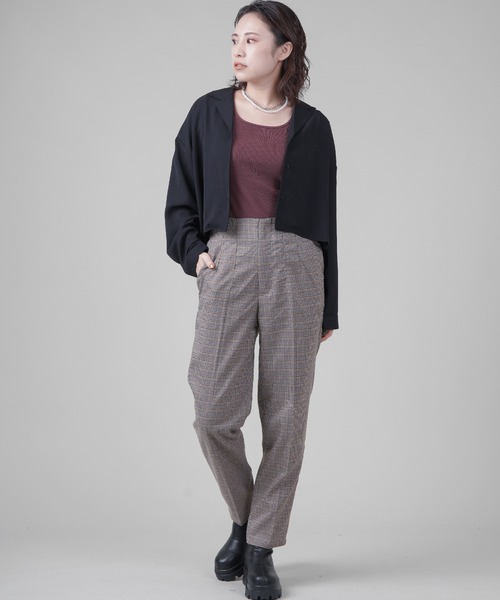 SPINNS（スピンズ）の「ショート丈開襟シャツ（シャツ/ブラウス・レディース・ブラック/ダークグリーン/オレンジ/ダークブルー/グレイッシュベージュ・ONESIZE）」の6枚目の写真