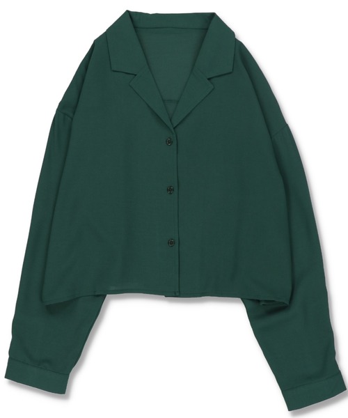 SPINNS（スピンズ）の「ショート丈開襟シャツ（シャツ/ブラウス・レディース・ブラック/ダークグリーン/オレンジ/ダークブルー/グレイッシュベージュ・ONESIZE）」の11枚目の写真