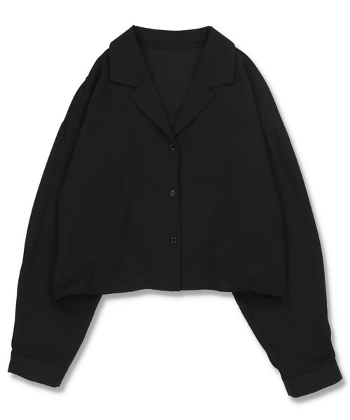 SPINNS（スピンズ）の「ショート丈開襟シャツ（シャツ/ブラウス・レディース・ブラック/ダークグリーン/オレンジ/ダークブルー/グレイッシュベージュ・ONESIZE）」の9枚目の写真