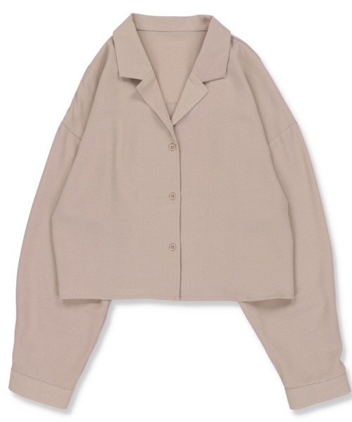 SPINNS（スピンズ）の「ショート丈開襟シャツ（シャツ/ブラウス・レディース・ブラック/ダークグリーン/オレンジ/ダークブルー/グレイッシュベージュ・ONESIZE）」の17枚目の写真