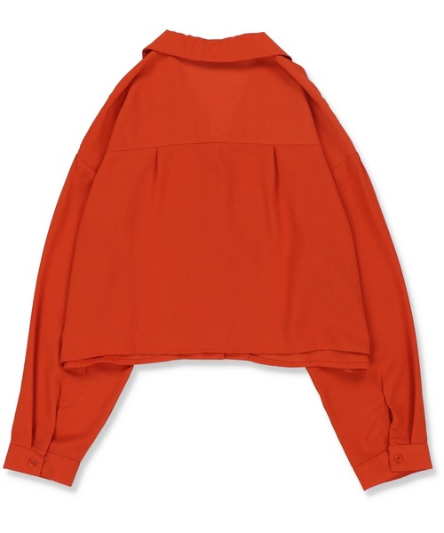 SPINNS（スピンズ）の「ショート丈開襟シャツ（シャツ/ブラウス・レディース・ブラック/ダークグリーン/オレンジ/ダークブルー/グレイッシュベージュ・ONESIZE）」の16枚目の写真