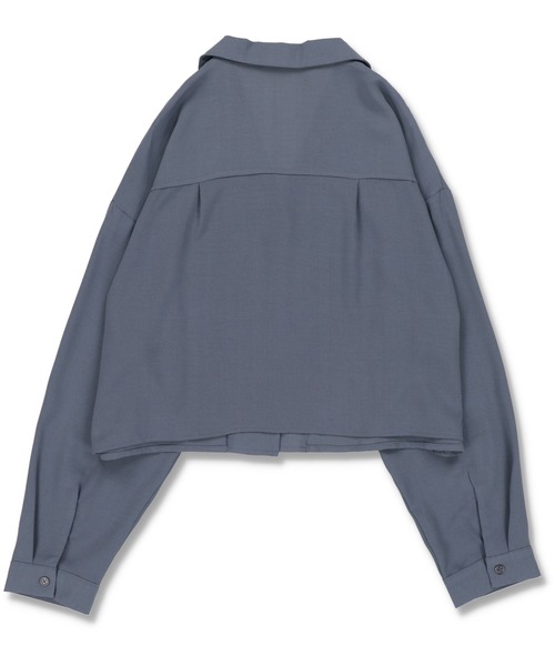 SPINNS（スピンズ）の「ショート丈開襟シャツ（シャツ/ブラウス・レディース・ブラック/ダークグリーン/オレンジ/ダークブルー/グレイッシュベージュ・ONESIZE）」の14枚目の写真