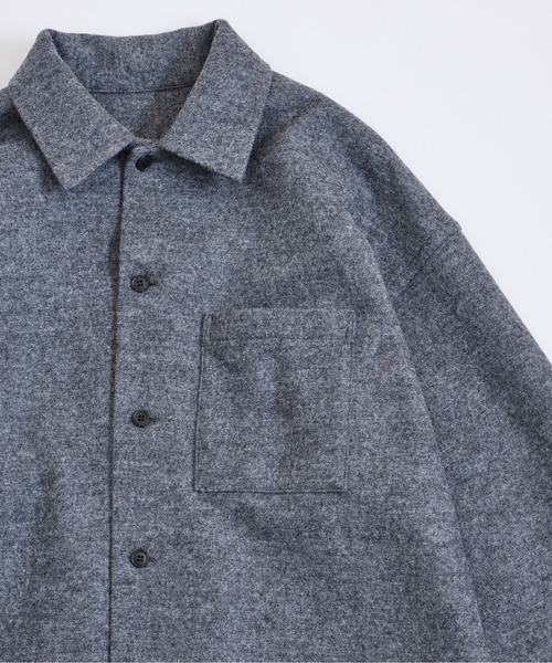 Blanc YM(ブランワイエム)の「Blanc YM ブランワイエム / Milled Wool Shirt ミルドウールシャツ ジャケット / BL-21A-MWS(シャツ/ブラウス・メンズ・グレー/ネイビー・MEDIUM/SMALL)」の5枚目の写真