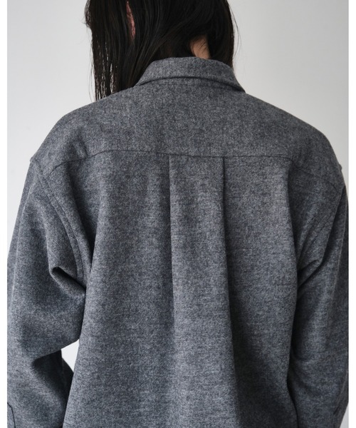 Blanc YM(ブランワイエム)の「Blanc YM ブランワイエム / Milled Wool Shirt ミルドウールシャツ ジャケット / BL-21A-MWS(シャツ/ブラウス・メンズ・グレー/ネイビー・MEDIUM/SMALL)」の3枚目の写真