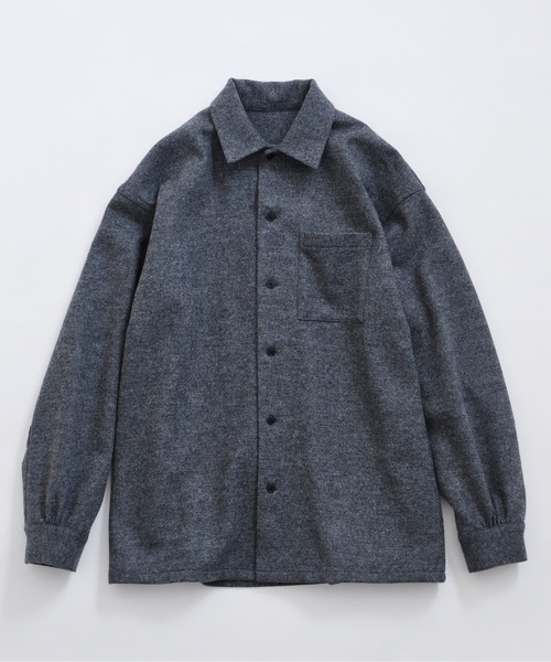 Blanc YM(ブランワイエム)の「Blanc YM ブランワイエム / Milled Wool Shirt ミルドウールシャツ ジャケット / BL-21A-MWS(シャツ/ブラウス・メンズ・グレー/ネイビー・MEDIUM/SMALL)」の6枚目の写真