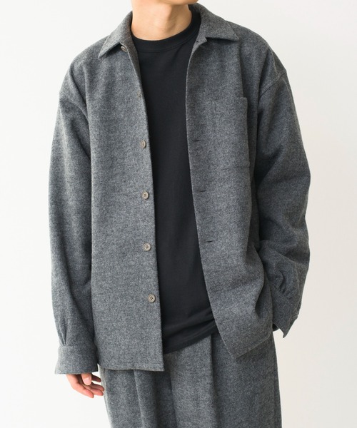 Blanc YM(ブランワイエム)の「Blanc YM ブランワイエム / Milled Wool Shirt ミルドウールシャツ ジャケット / BL-21A-MWS(シャツ/ブラウス・メンズ・グレー/ネイビー・MEDIUM/SMALL)」の9枚目の写真