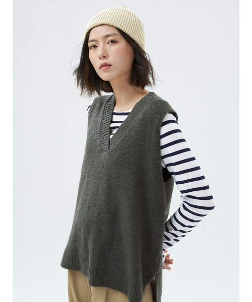 GAP(ギャップ)の「オーバーサイズ ハイロー セーターベスト(ベスト・レディース・チャコール/オリーブ/テラコッタ・M/XL/L/XS/XXS/S)」の12枚目の写真