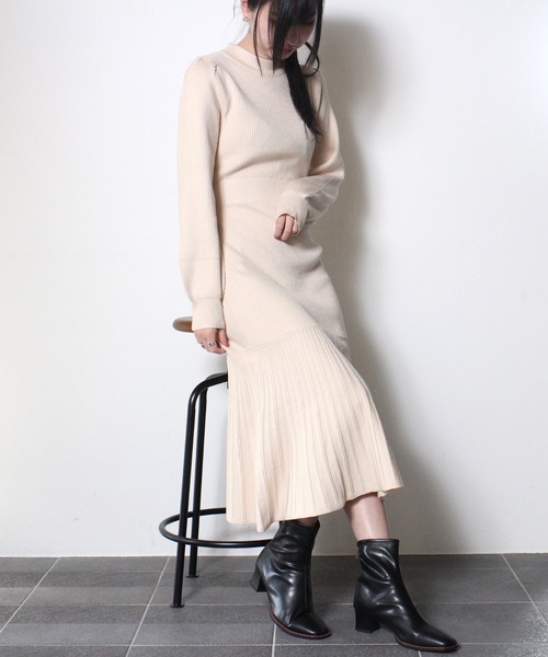 NOMAE(ノーマエ)の「【NOMAE】BACKリボンマーメイドニットワンピース(ワンピース・レディース・ホワイト/ブラック/ライトグリーン/ライトピンク・FREE)」の19枚目の写真
