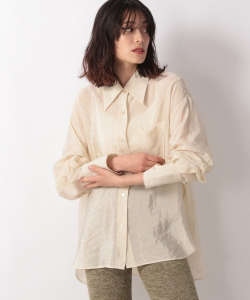 LOWRYS FARM（ローリーズファーム）の「シャイニーボタンスリーブＬＳ　217077（シャツ/ブラウス・レディース・ホワイト/ブラック/イエロー・FREE）」の8枚目の写真