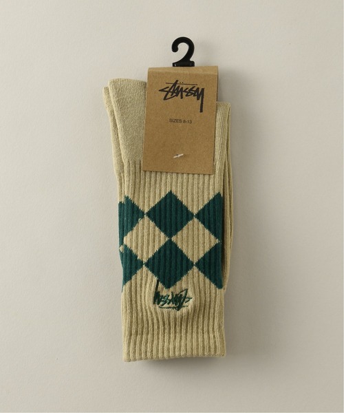 STUSSY(ステューシー)の「【STUSSY / ステューシー】ARGYLE JACQUARD CREWS SOCKS(ソックス/靴下・メンズ・ブラック/ベージュ・FREE)」の2枚目の写真