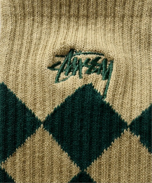 STUSSY(ステューシー)の「【STUSSY / ステューシー】ARGYLE JACQUARD CREWS SOCKS(ソックス/靴下・メンズ・ブラック/ベージュ・FREE)」の4枚目の写真