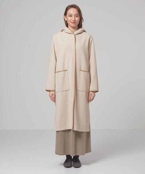 closet story（クローゼットストーリー）の「＜closet story（クローゼットストーリー）＞カットメルトン パイピング ロングコート（その他アウター・レディース・ダークグレー/ナチュラル・FREE）」の3枚目の写真