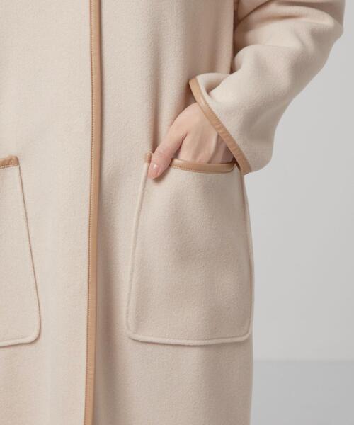 closet story（クローゼットストーリー）の「＜closet story（クローゼットストーリー）＞カットメルトン パイピング ロングコート（その他アウター・レディース・ダークグレー/ナチュラル・FREE）」の14枚目の写真