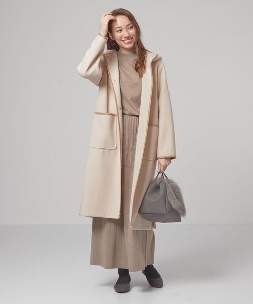 closet story（クローゼットストーリー）の「＜closet story（クローゼットストーリー）＞カットメルトン パイピング ロングコート（その他アウター・レディース・ダークグレー/ナチュラル・FREE）」の7枚目の写真