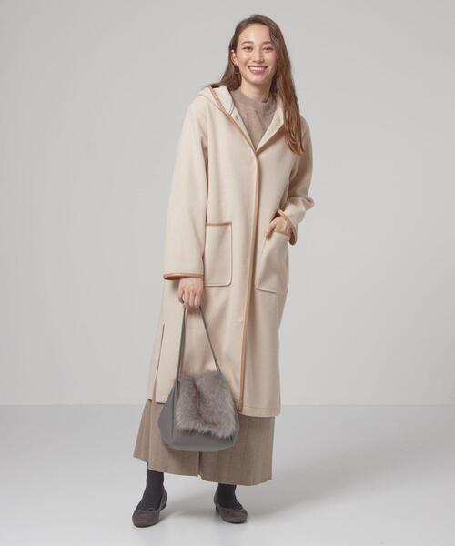 closet story（クローゼットストーリー）の「＜closet story（クローゼットストーリー）＞カットメルトン パイピング ロングコート（その他アウター・レディース・ダークグレー/ナチュラル・FREE）」の8枚目の写真