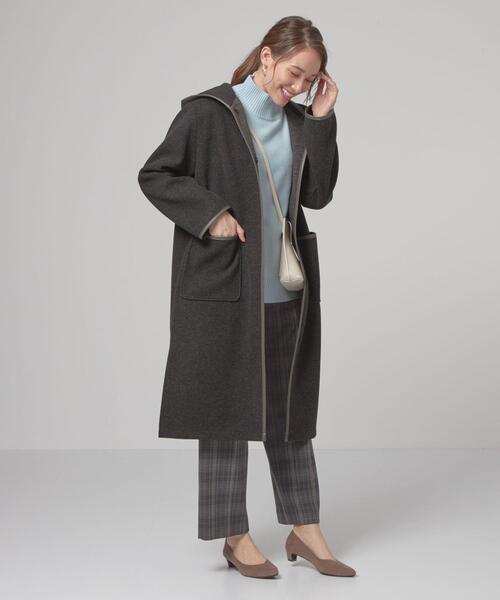 closet story（クローゼットストーリー）の「＜closet story（クローゼットストーリー）＞カットメルトン パイピング ロングコート（その他アウター・レディース・ダークグレー/ナチュラル・FREE）」の10枚目の写真