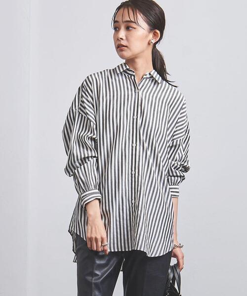 UNITED ARROWS（ユナイテッドアローズ）の「＜UNITED ARROWS＞ストライプ  オーバー シャツ B（シャツ/ブラウス・レディース・ブラック/オレンジ・38/36）」の2枚目の写真