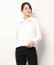 179/WG | ビッグカラーエンブロイダリーブラウス(シャツ/ブラウス)