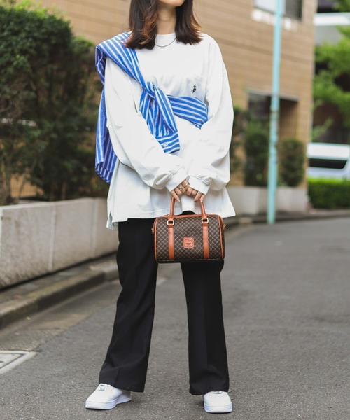 U.S. POLO ASSN.（ユーエスポロアッスン）の「∴WEGO/別注 U.S. POLOワンポイント刺繍BIGロンT（Tシャツ/カットソー・メンズ・スミクロ/オートミール/ブルー系その他/グリーン系その他/杢グレー/ベージュ系その他/パープル系その他/ダークグリーン/ホワイト/ネイビー・MEDIUM/LARGE）」の13枚目の写真