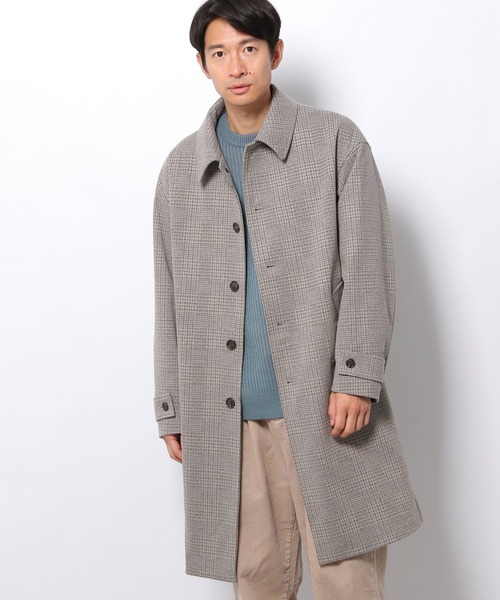 LAKOLE（ラコレ）の「チェック柄ウーリーテックステンカラーコート / 215636（ステンカラーコート・メンズ・ベージュ/チャコール・SMALL/MEDIUM/LARGE）」の22枚目の写真