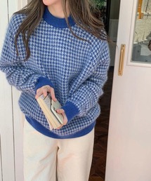 モヘアライク千鳥柄ニットプルオーバー【ZOZOTOWN限定】